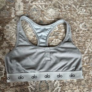 Alo Yoga Ribbed Racerback comfort Bra - Gray, Size S